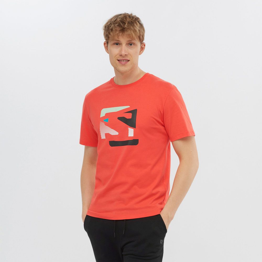 Salomon T-Shirts Herre Orange - OUTLIFE GRAPHIC DISRUPTED LOGO SS M (XNHKW-2635)